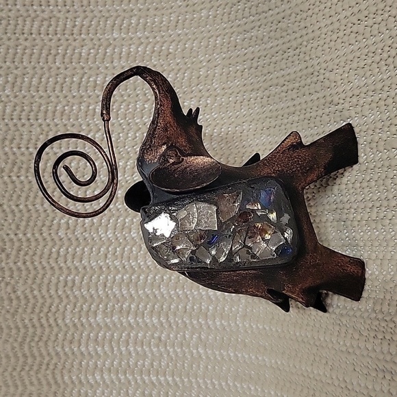 Bronze Metal Glass Inlay 5" Elephant Figure/Picture Holder, Unbranded - Picture 3 of 6